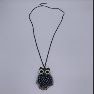 Feathery Owl Pendant Necklace